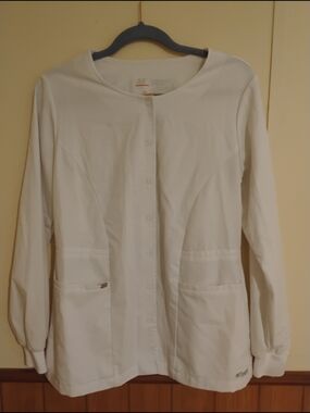 Grey's Anatomy White Snap-Front Medical Scrub Jacket Medium
